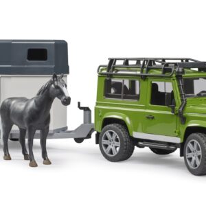 Bruder Land Rover Defender with horse trailer-0